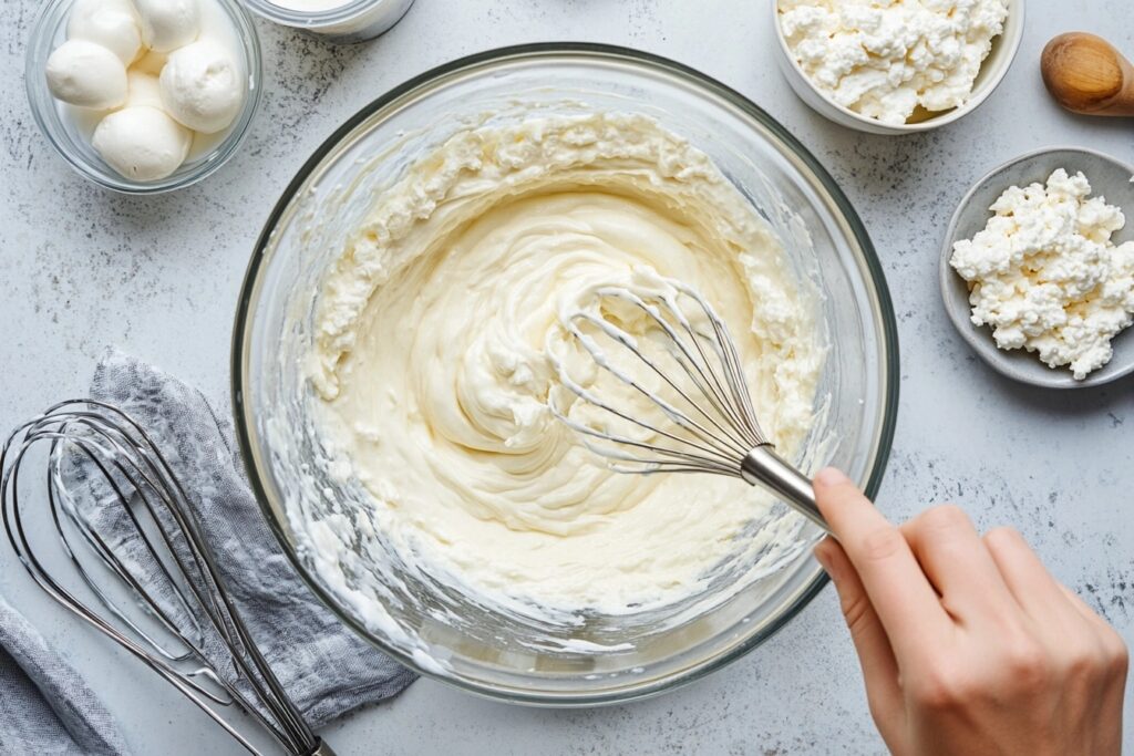 What does cottage cheese do in baking? A close up of a baked muffin made with cottage cheese showing a soft texture.