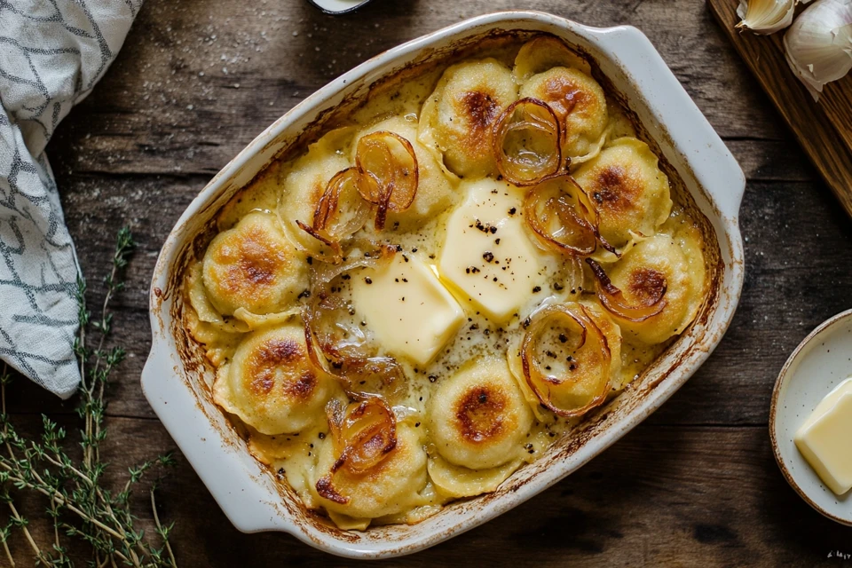 Can you bake pierogies instead of boiling a close-up of baked pierogies.