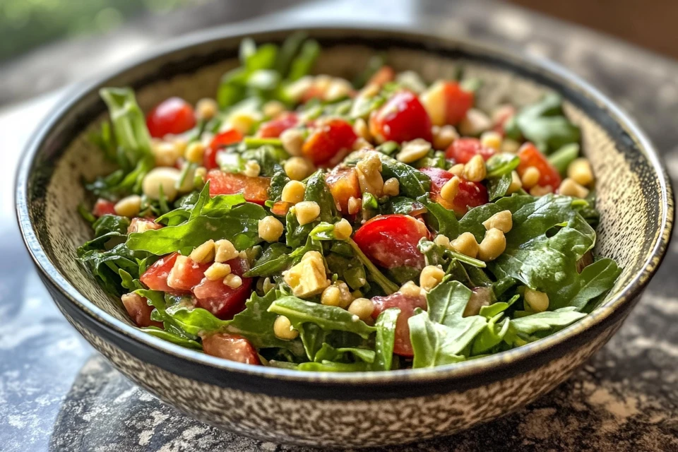 Fresh ensalada verde salad with mixed greens, tomatoes, and cucumbers.