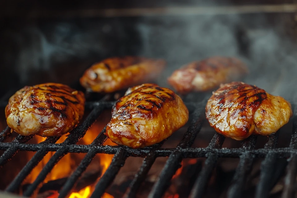 Juicy Smoked Chicken Breast on a Cutting Board.