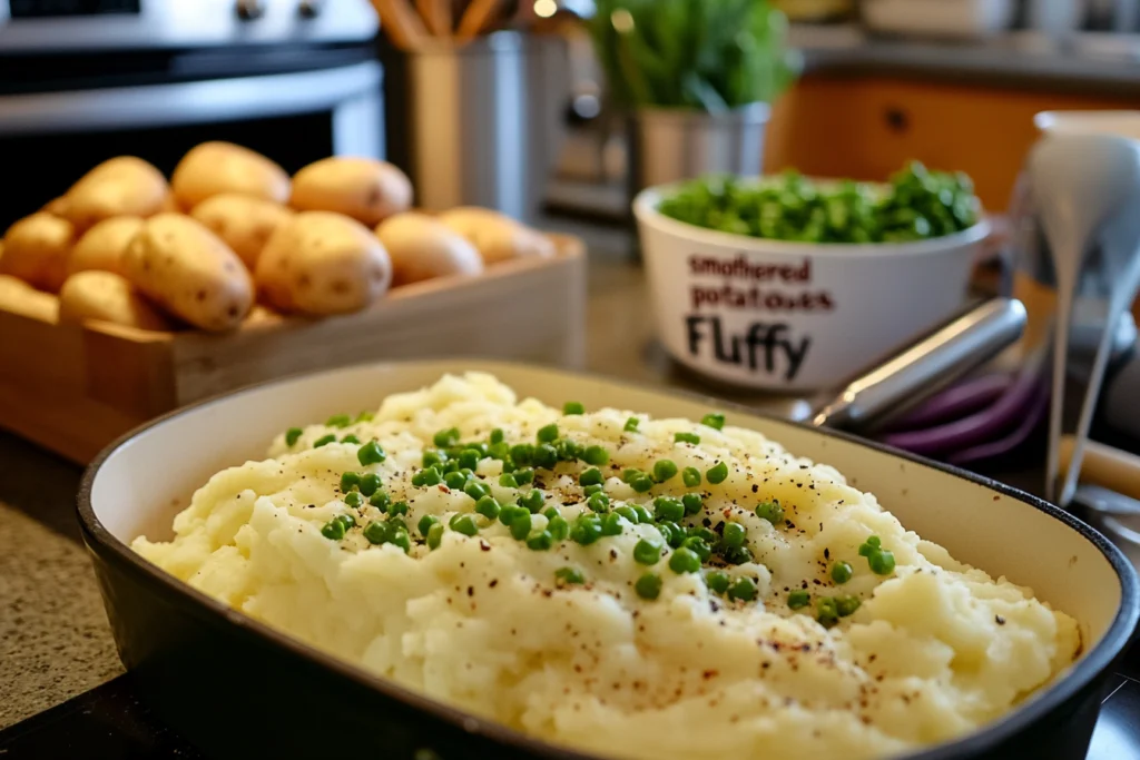 How do you keep potatoes Fluffy? Bowl of airy mashed potatoes.