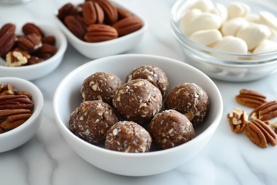 Delicious pecan pie filling with visible pecans.