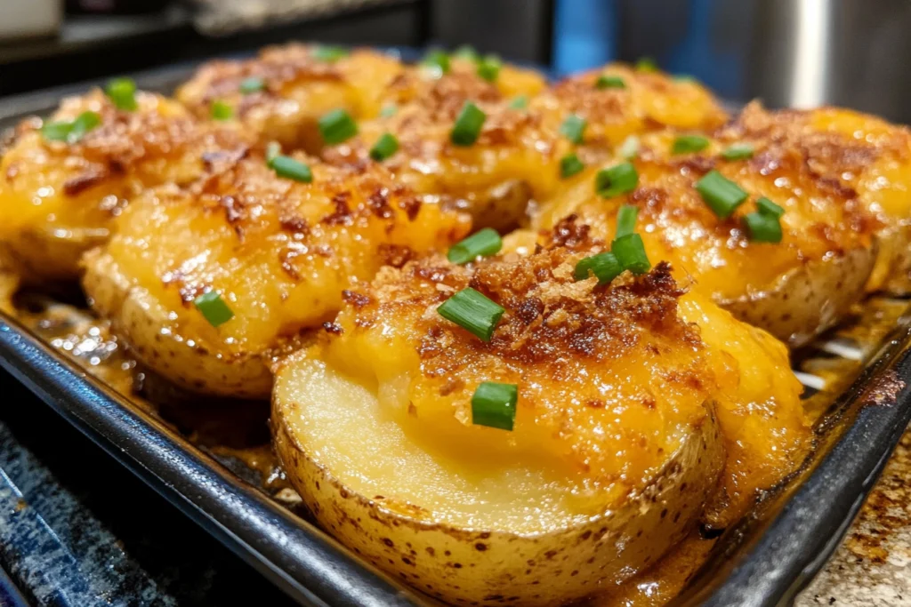 How does Gordon Ramsay cook potatoes? Crisp roasted potatoes overhead view.