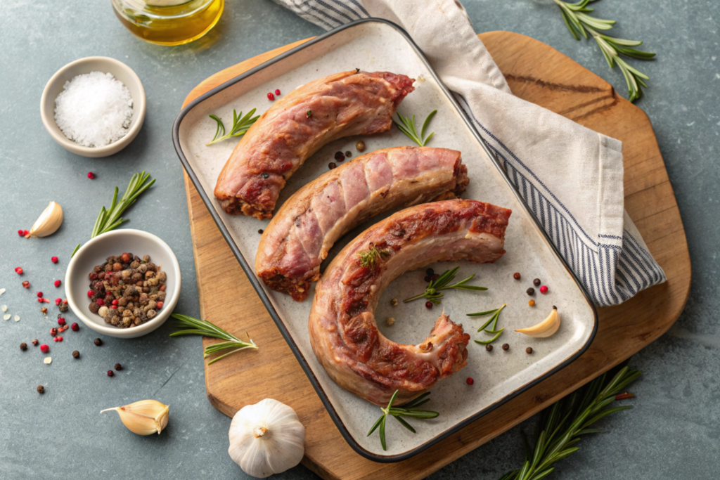 Juicy roasted turkey necks with herbs and vegetables